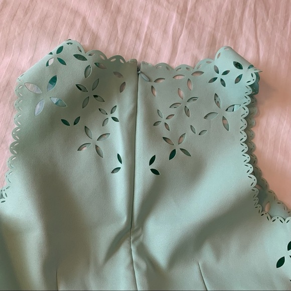 J Crew Dress 4T Green Lined A-line Floral Laser Cut Out Blogger Favorite Spring - Picture 7 of 10